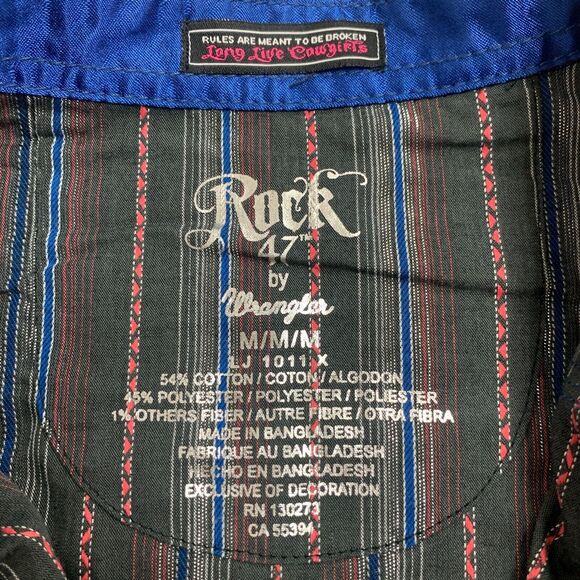 Wrangler Rock 47 Shirt Women M Medium Stripe Cotton Blend Rhinestone Snap Button - Picture 7 of 9